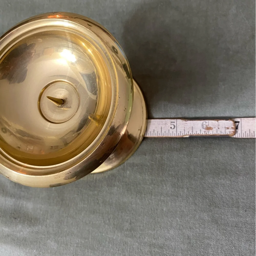 Vintage Brass Candle Holders set of 2 Made In India smooth with ribbed center 21